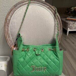 Juicy Couture Bright Green Quilted Chain-Handle Shoulder Bag